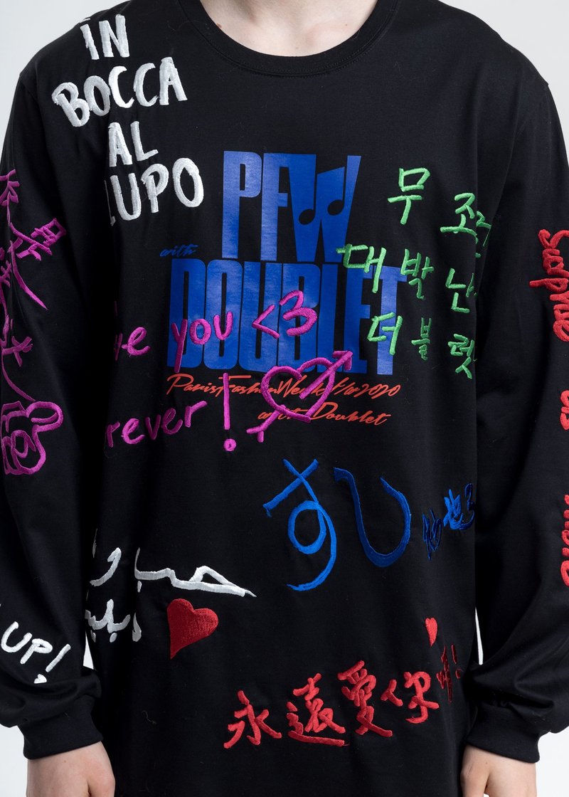 Doublet Message Embroidery Long Sleeve - Black | Garmentory