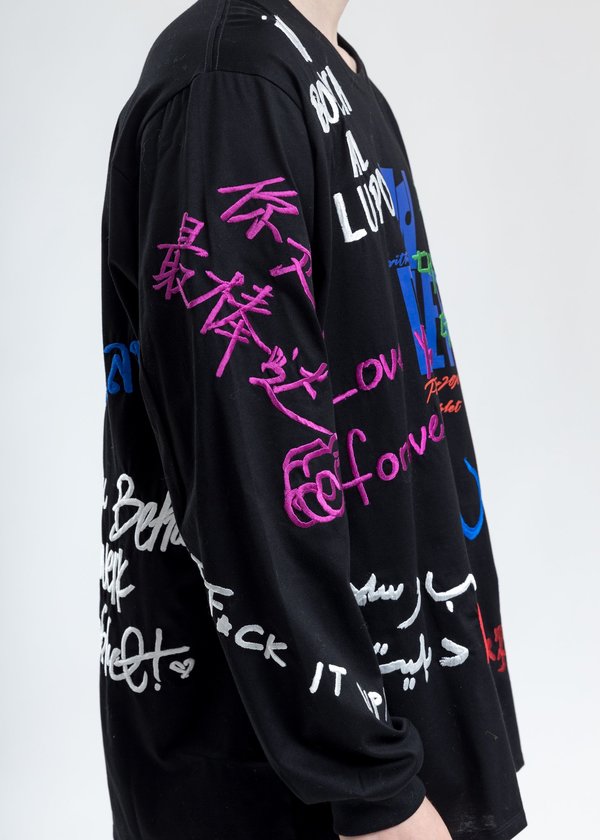 Doublet Message Embroidery Long Sleeve - Black | Garmentory