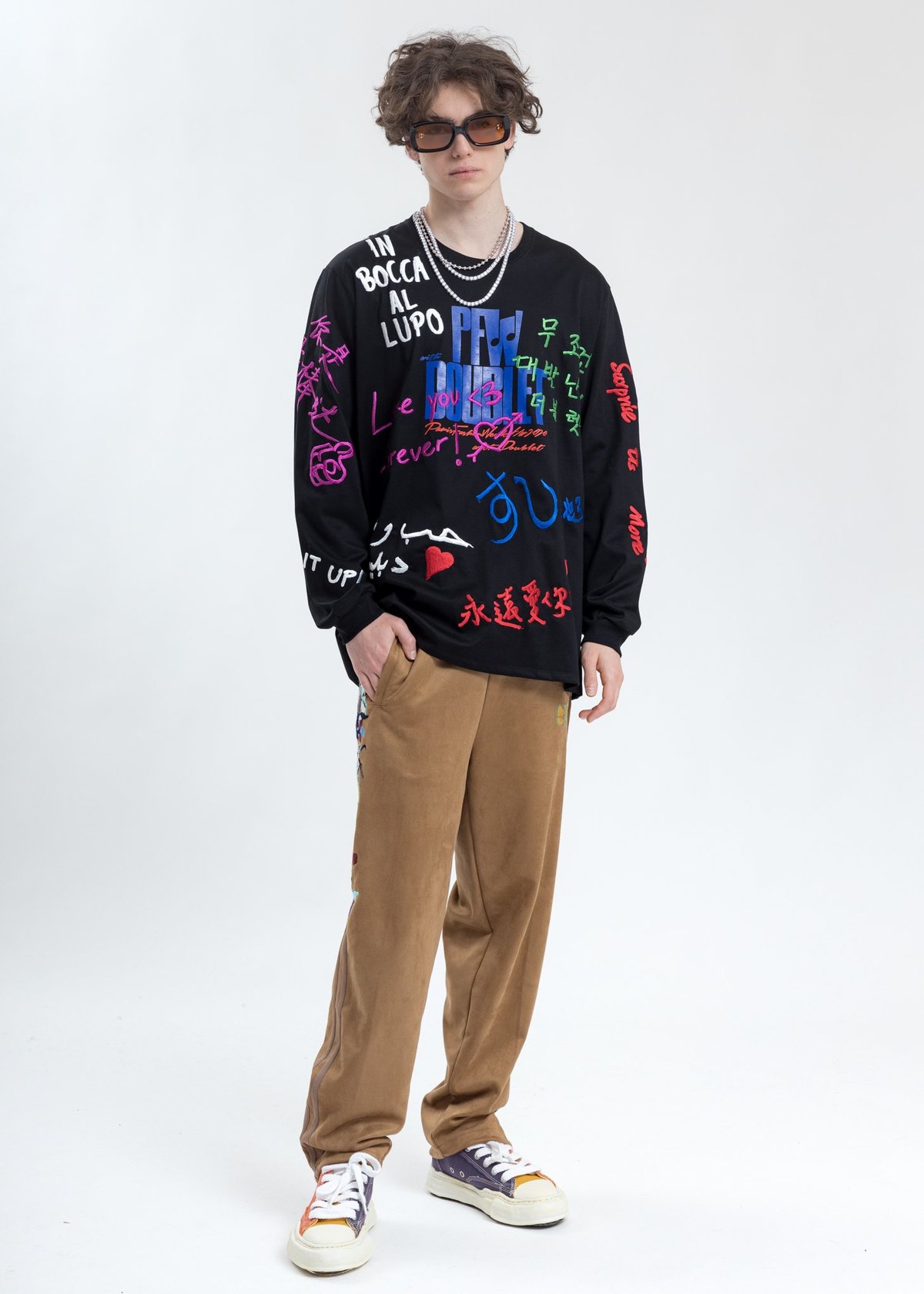 Doublet Message Embroidery Long Sleeve - Black | Garmentory