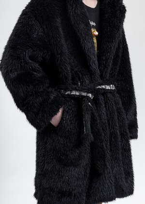 Doublet Spike Fur Long Coat - Black | Garmentory