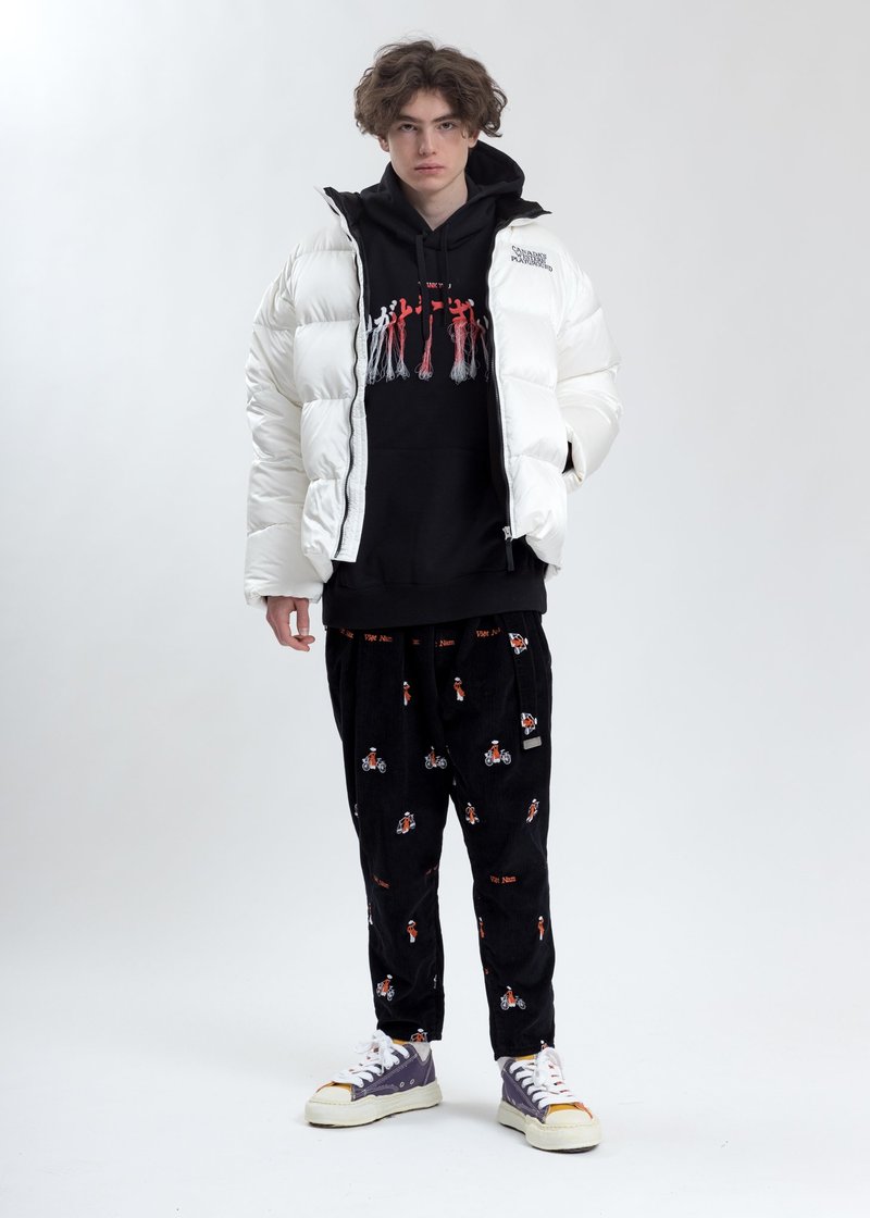Doublet Thank You Fringe Embroidery Hoodie - Black | Garmentory