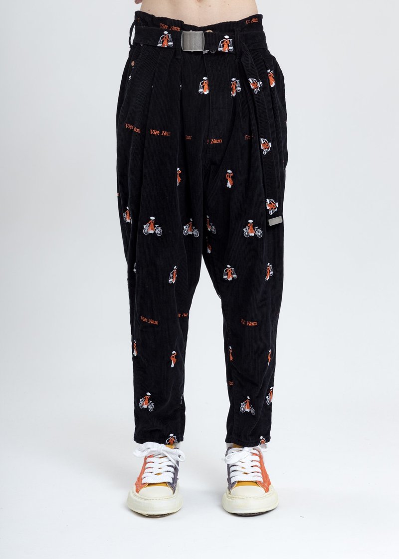 Doublet Vietnam Embroidery Wide Tapered Trousers - Black | Garmentory