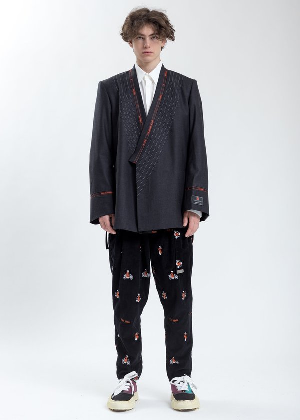 Doublet Vietnam Embroidery Wide Tapered Trousers - Black | Garmentory