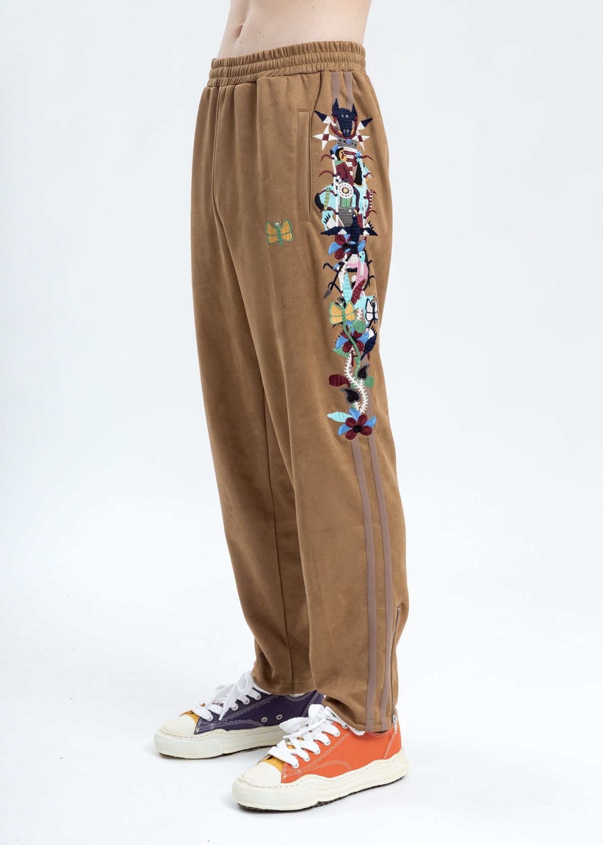 Doublet Chaos Embroidery Suede Track Pants - Camel | Garmentory