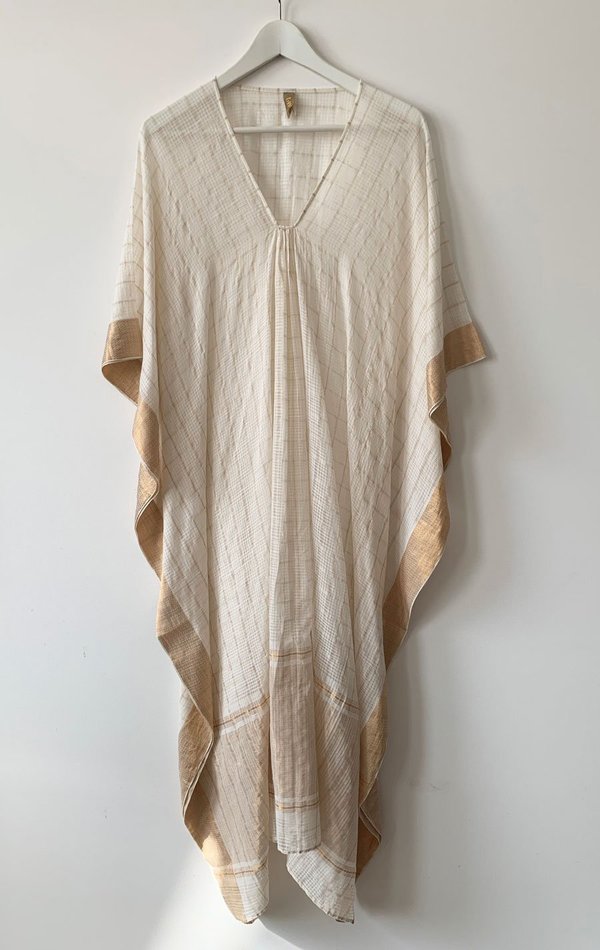 Two Beautiful Sheer Caftan - White/Gold Nuances | Garmentory
