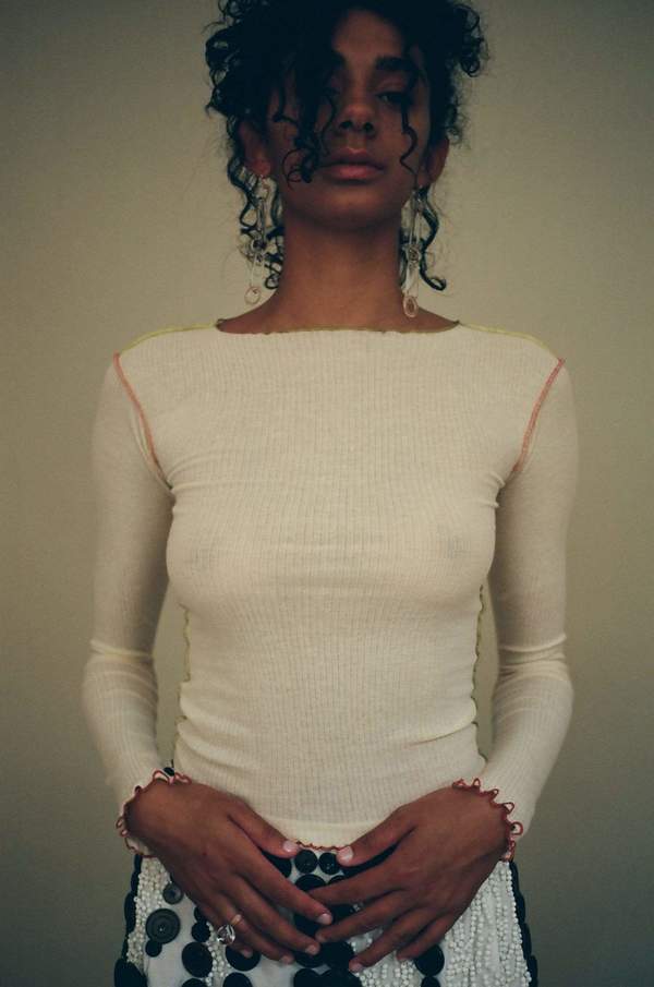 Baserange Vein Long Sleeve Top - Off White