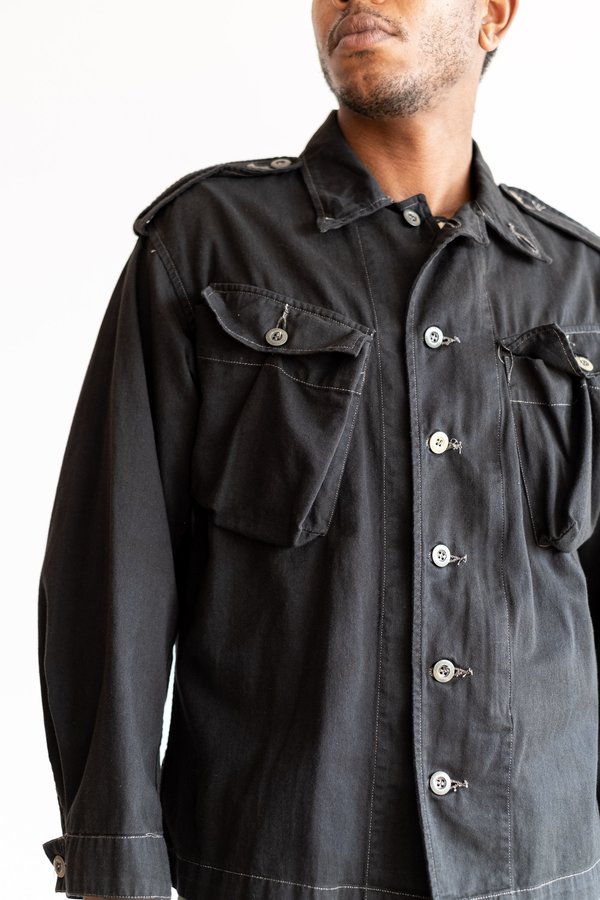 Vintage Overdyed Army Shirt Jacket - Black | Garmentory