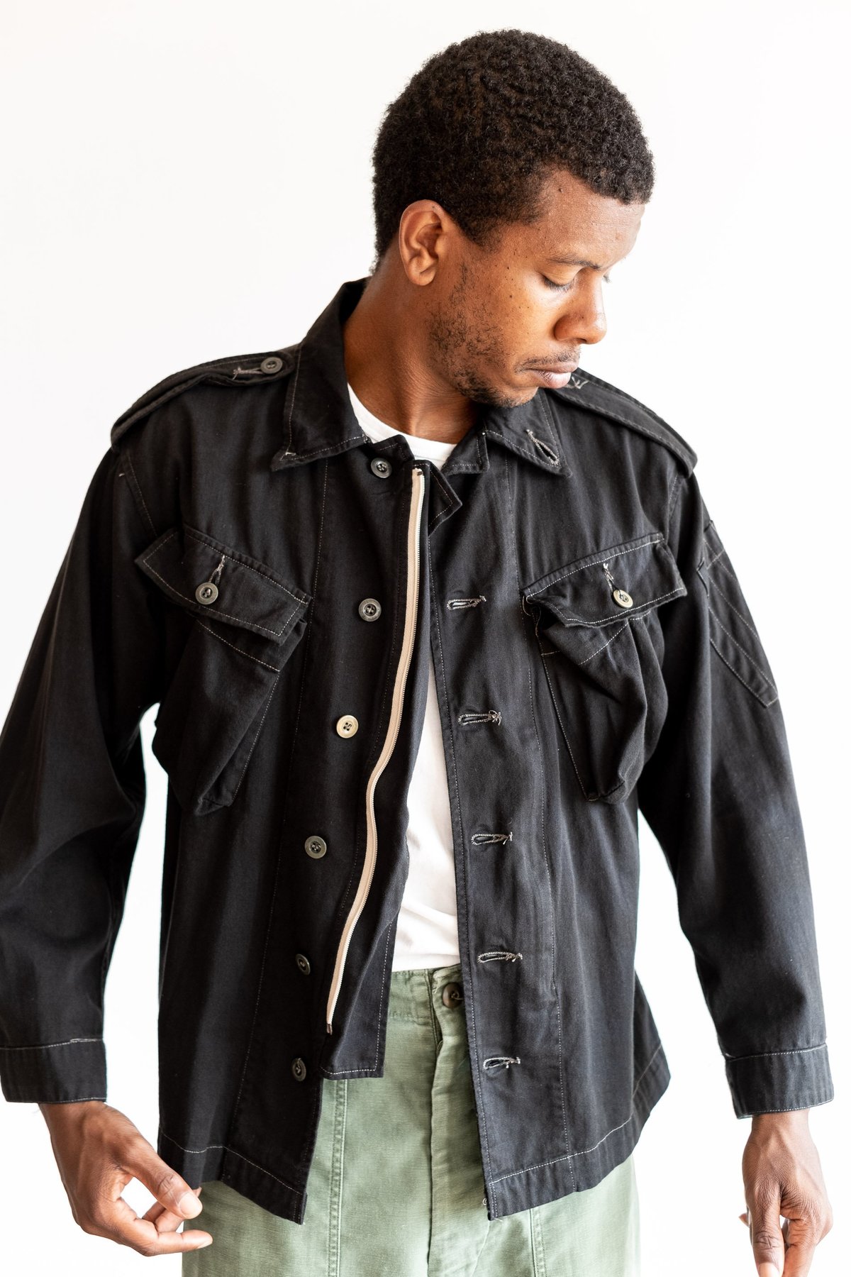 ジャケット・アウター U.S. Army Sleeping Shirt Black Overdye Vintage Overdyed Army Shirt Jacket - Black | Garmentory