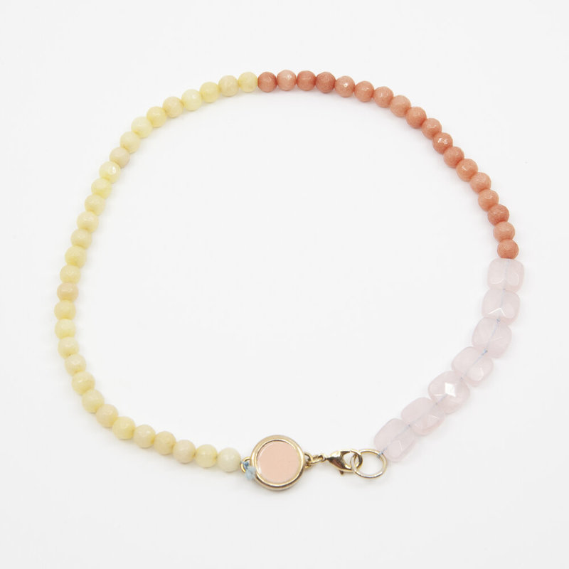 A. Carnevale Beaded Necklace in Pink/Yellow