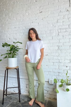 Lisa Says Gah Bec Bell Bottom Pant - Sage Lisa Says Gah Bec Bell Bottom Pant - Sage