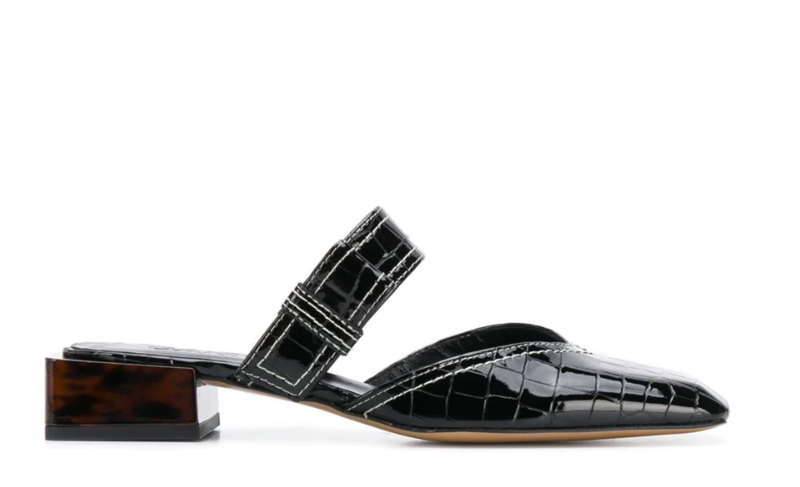 【関税&送料込】Ganni Mule Lace-Up Black Black Oleatex Lace-Up Mules | GANNI US