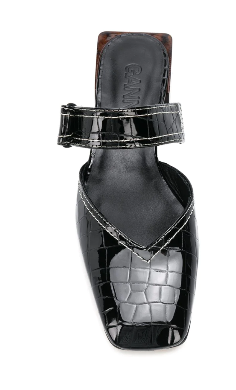 【関税＆送料込み】Ganni Mule Lace-Up Ganni Oleatex Lace-Up Mules - Dark Olive | Garmentory