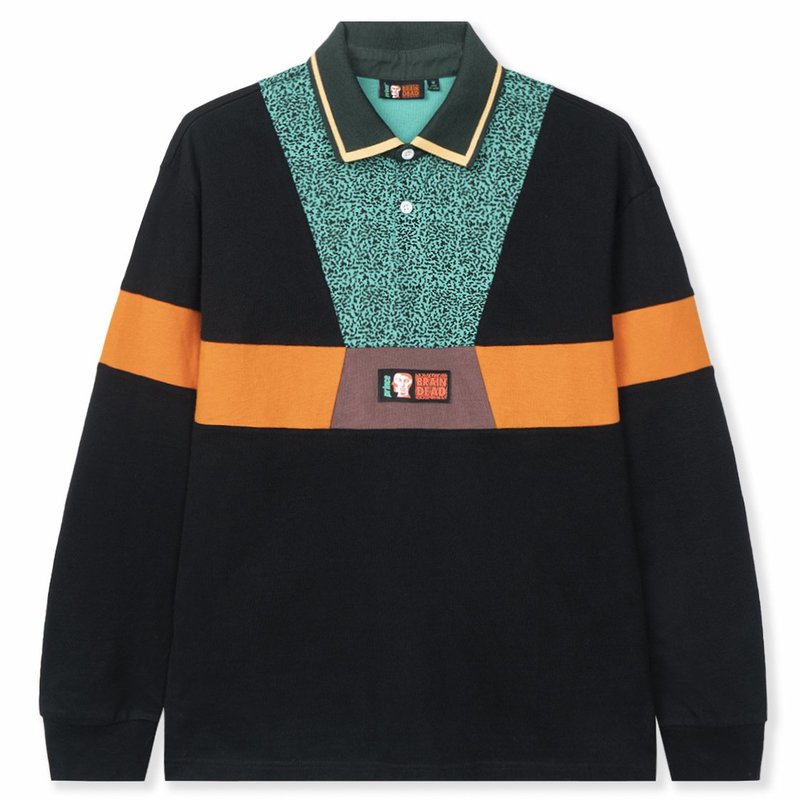 BRAIN DEAD rugby polo 【M】 Long Sleeve Rugby Shirt - Black Multi – Brain Dead