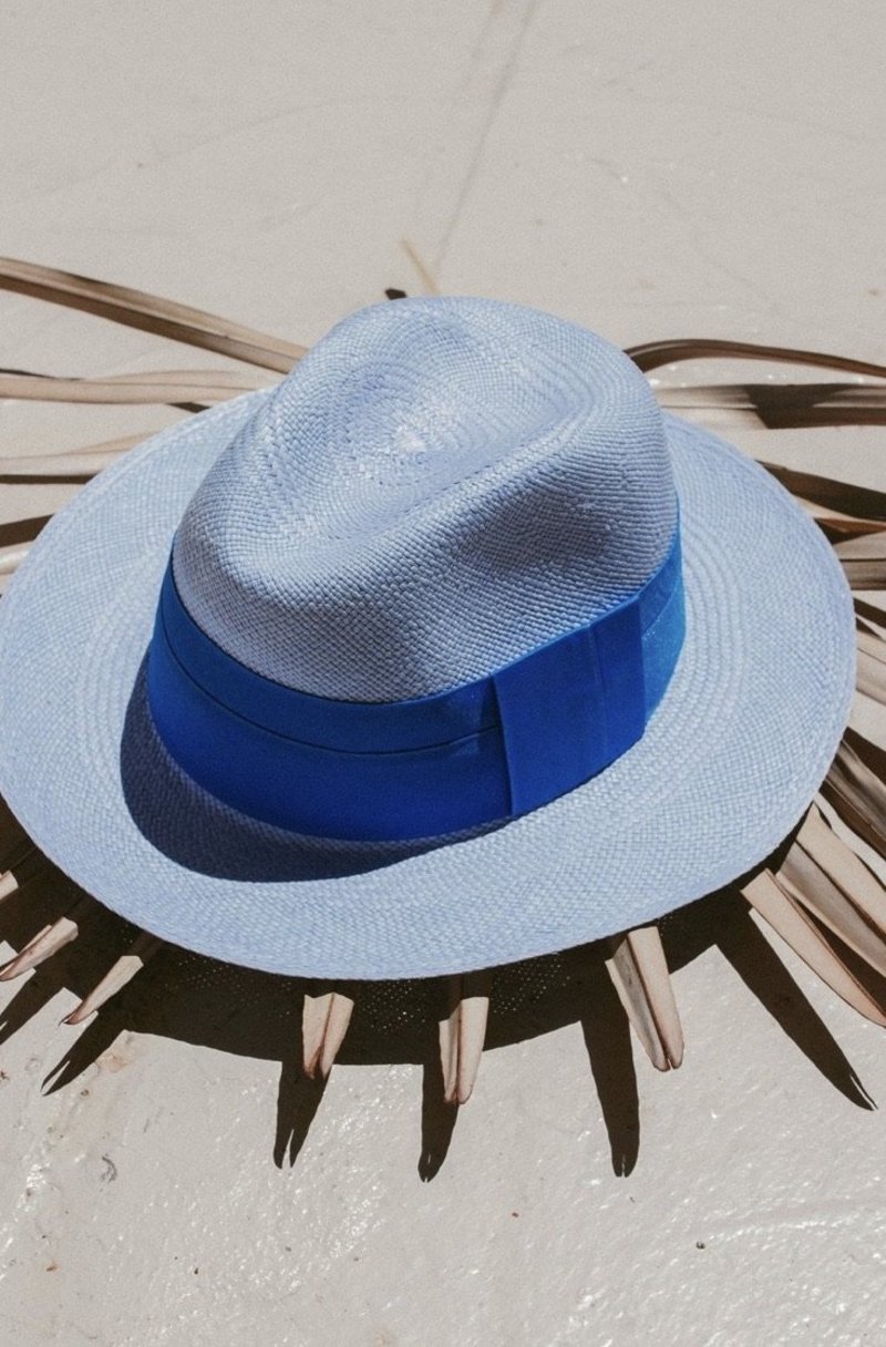 Artesano Azulu Hat Baby Blue Turquoise Band Size XL Aria - Wide Brim Ribbon Band Panama Toquilla Straw Hat  main image 4