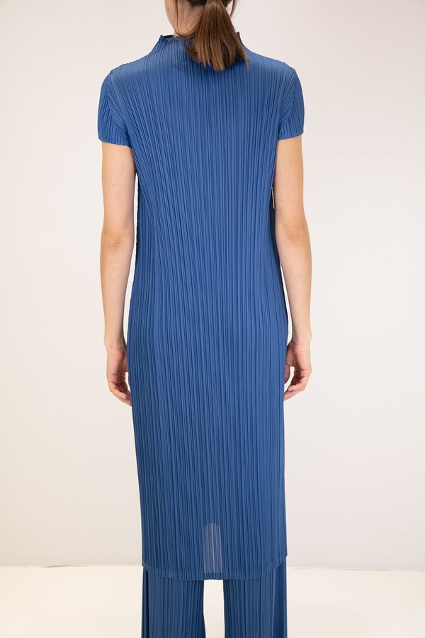 Issey Miyake Pleats Please Monthly Colors Mock Neck Dress - Blue
