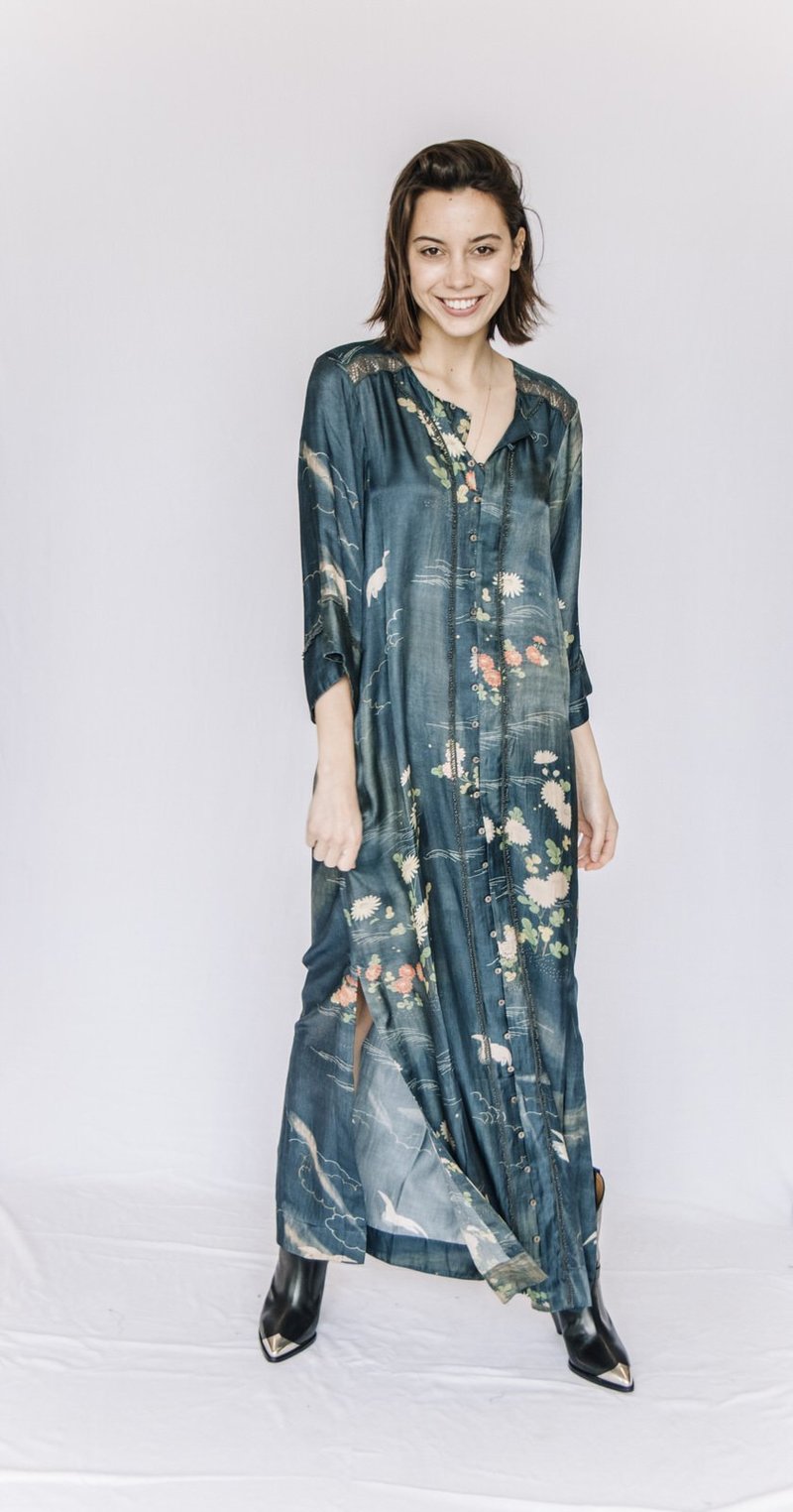 burning torch silk dress Burning Torch Caftan Dress