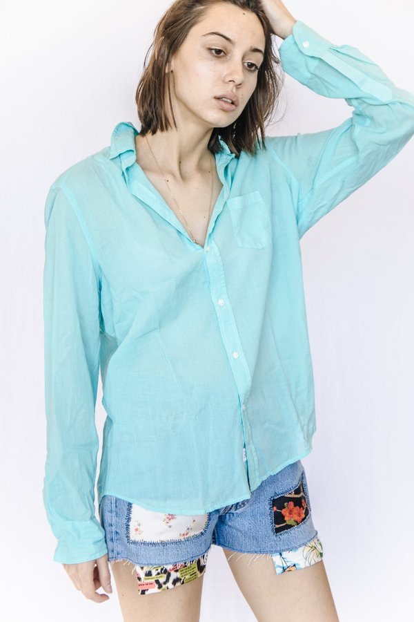 Frank and Eileen Cotton Voile Button Down - Turquoise Color 