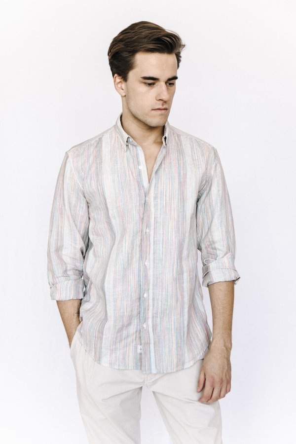 Frank and Eileen Linen Button Down - Multicolored Stripe Frank and Eileen Linen Button Down - Multicolored Stripe