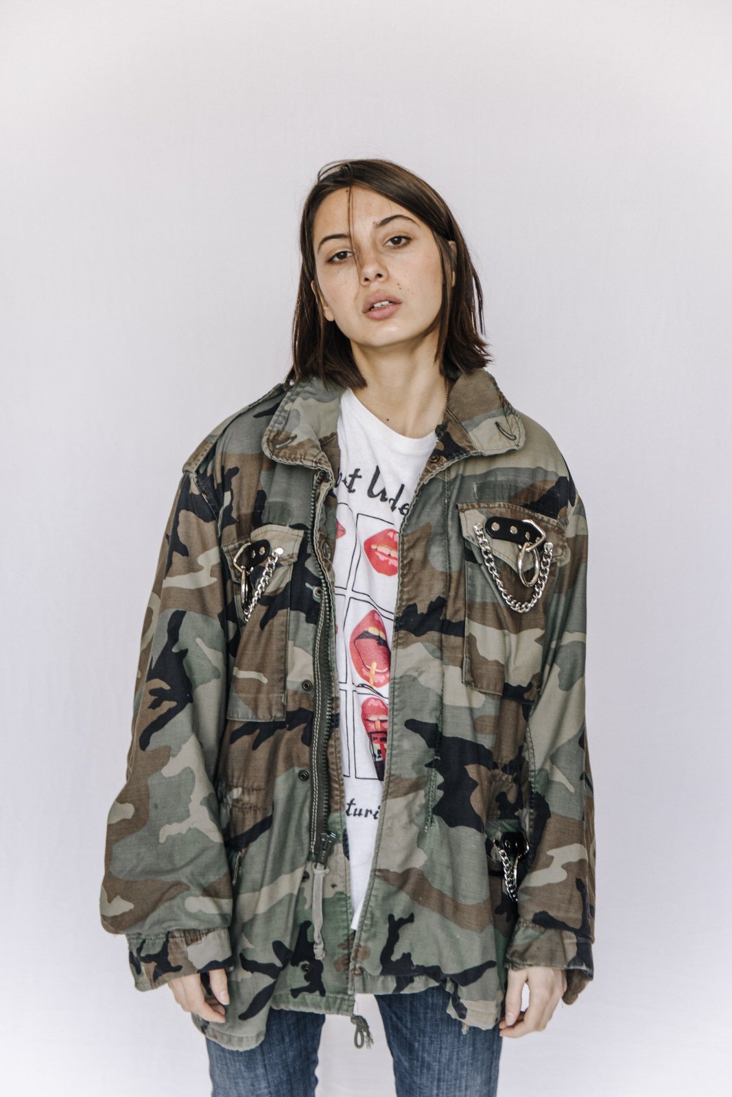 distressed camo jacket