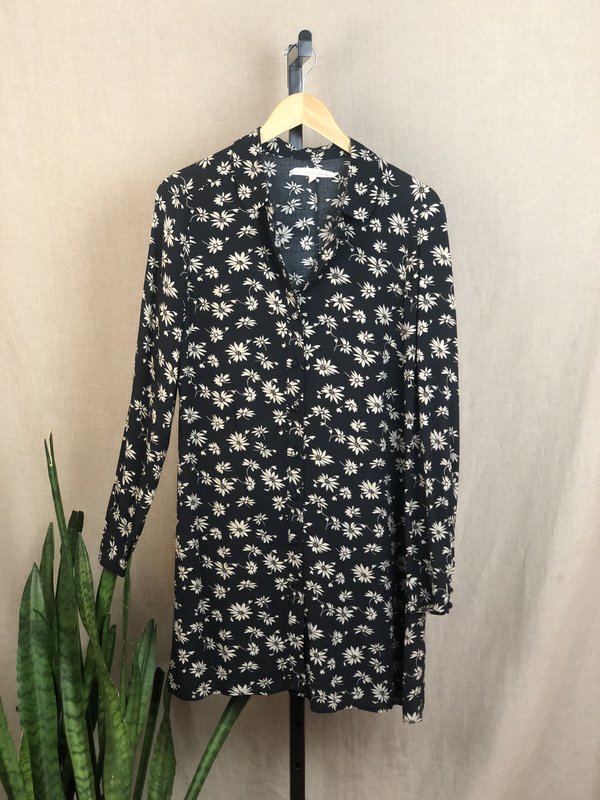 Pre-loved] Alexa Chung for Madewell Floral Shirt Dress - Navy/Tan |  Garmentory