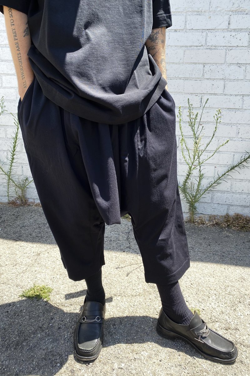 Casey Casey Wool Drawstring Pleated H Pant - Dark Navy | Garmentory