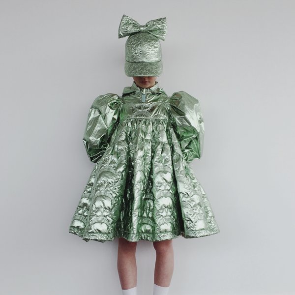 Kids Caroline Bosmans Metallic Cap With Bow - Metal Mermaid Kids Caroline Bosmans Metallic Cap With Bow - Metal Mermaid