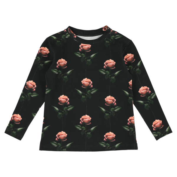 Kids Caroline Bosmans Rose Printed T-shirt - Black Kids Caroline Bosmans Rose Printed T-shirt - Black