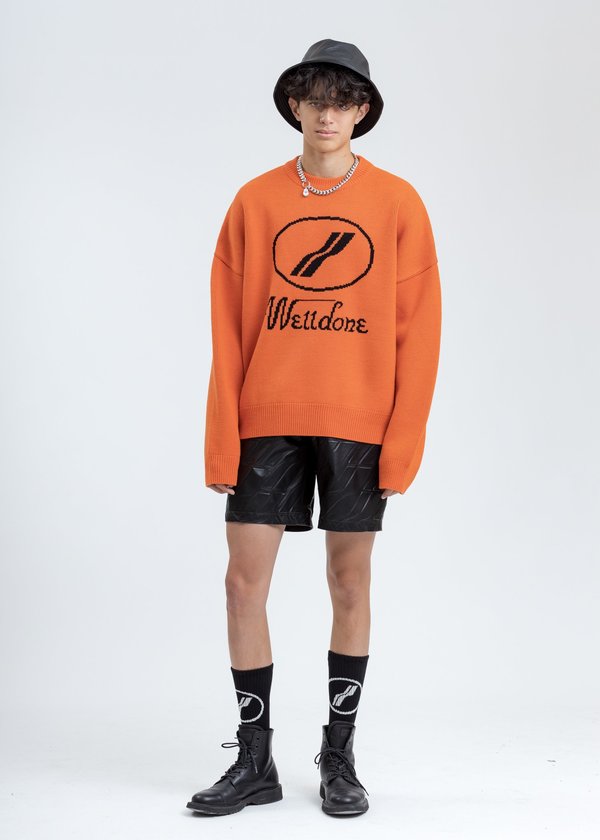 WE11DONE Jacquard Sweater - Orange | Garmentory
