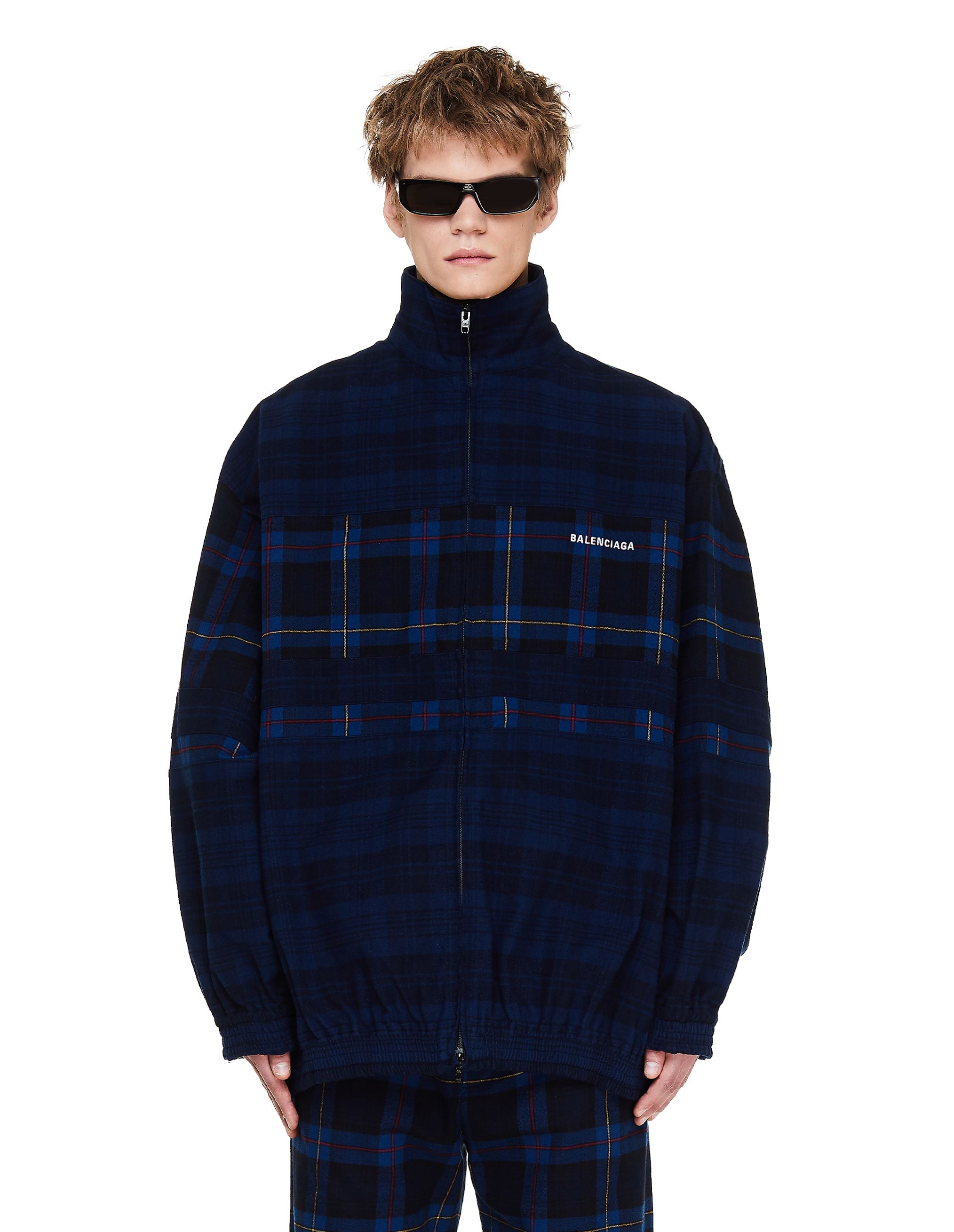 Balenciaga Cotton Jacket - Blue Check | Garmentory