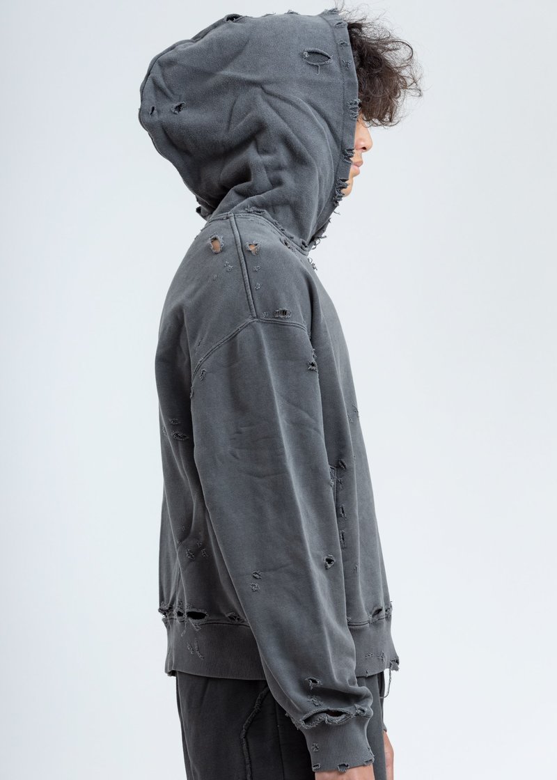 C2H4 Agitator Distressed Hoodie - Grey | Garmentory