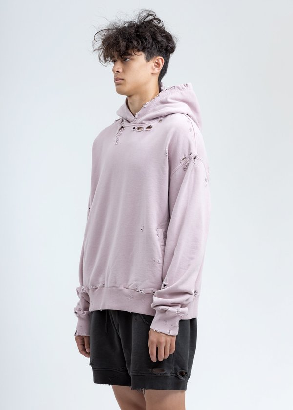 C2H4 Agitator Distressed Hoodie - Pink C2H4 Agitator Distressed Hoodie - Pink