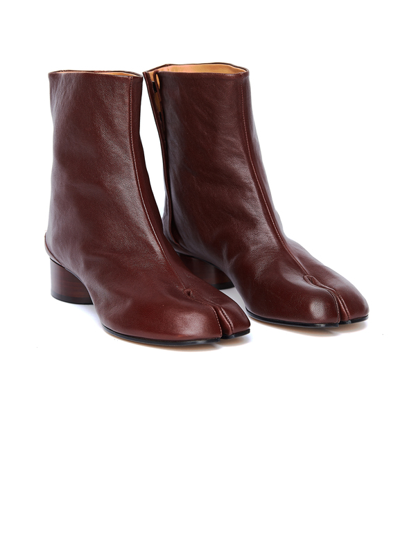 Maison Margiela Leather Tabi Boots - Burgundy | Garmentory