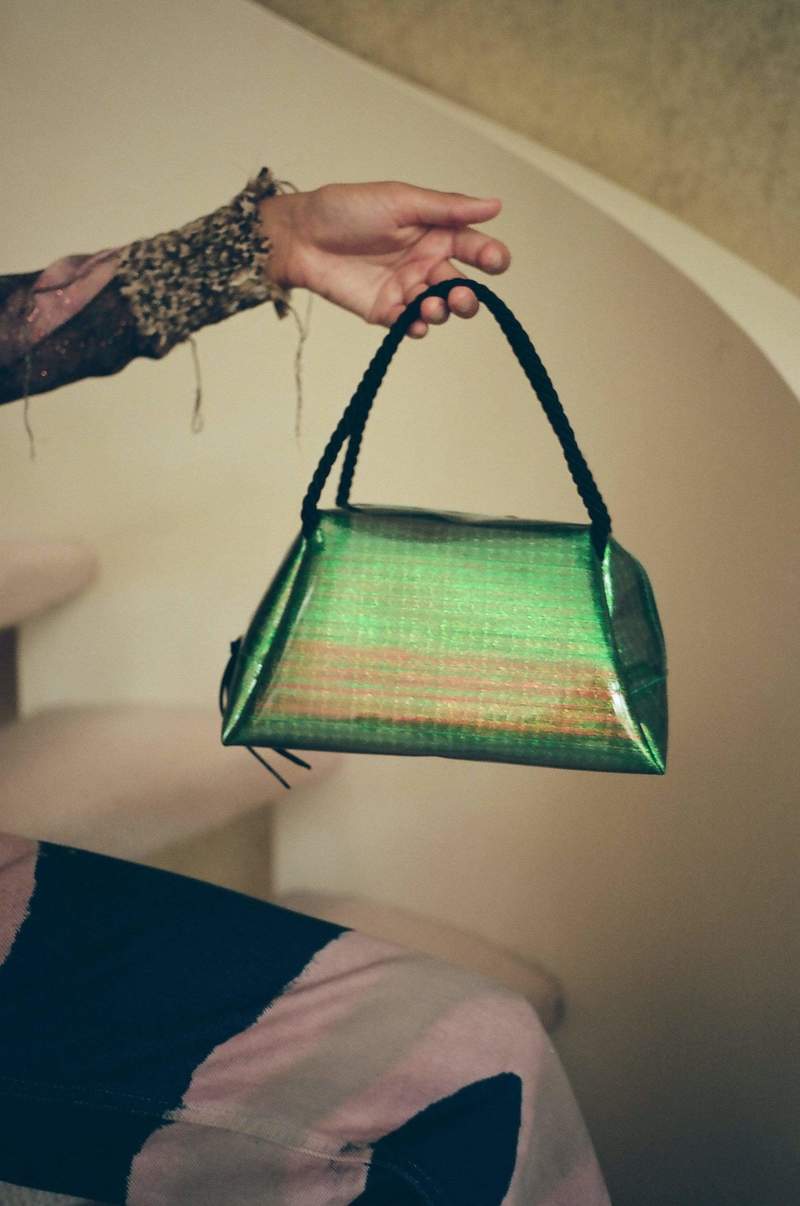 Maryam Nassir Zadeh Palm Sun Purse - Iridescent Green