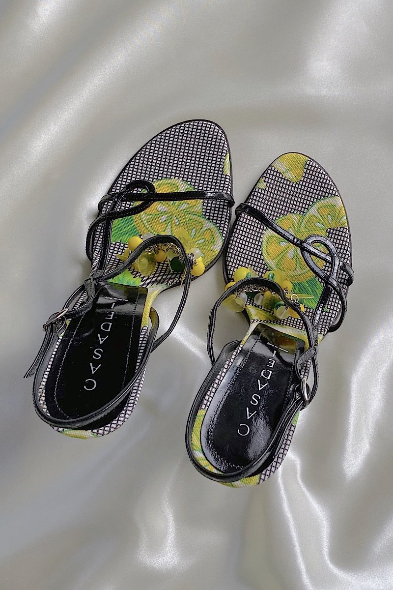 Casa Cuadra Vintage Strappy Patent Lemon Charm Heels | Garmentory