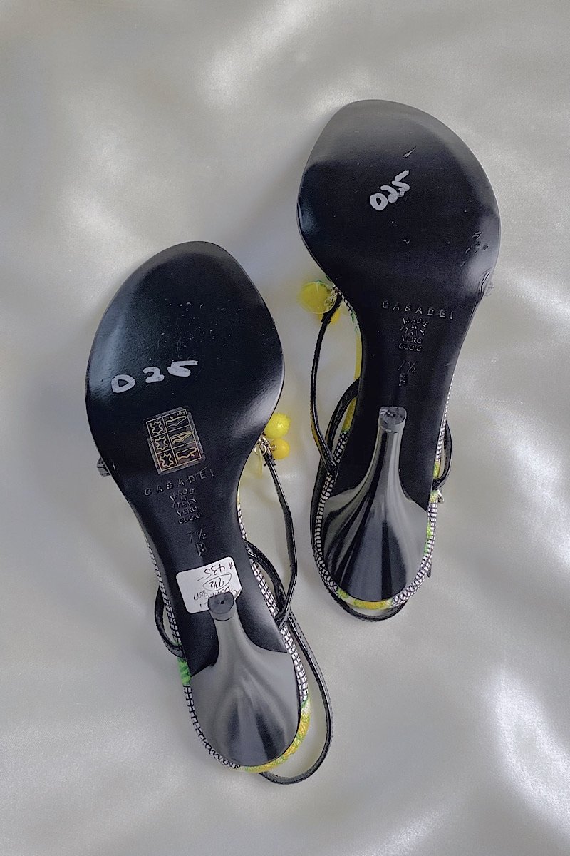 Casa Cuadra Vintage Strappy Patent Lemon Charm Heels | Garmentory
