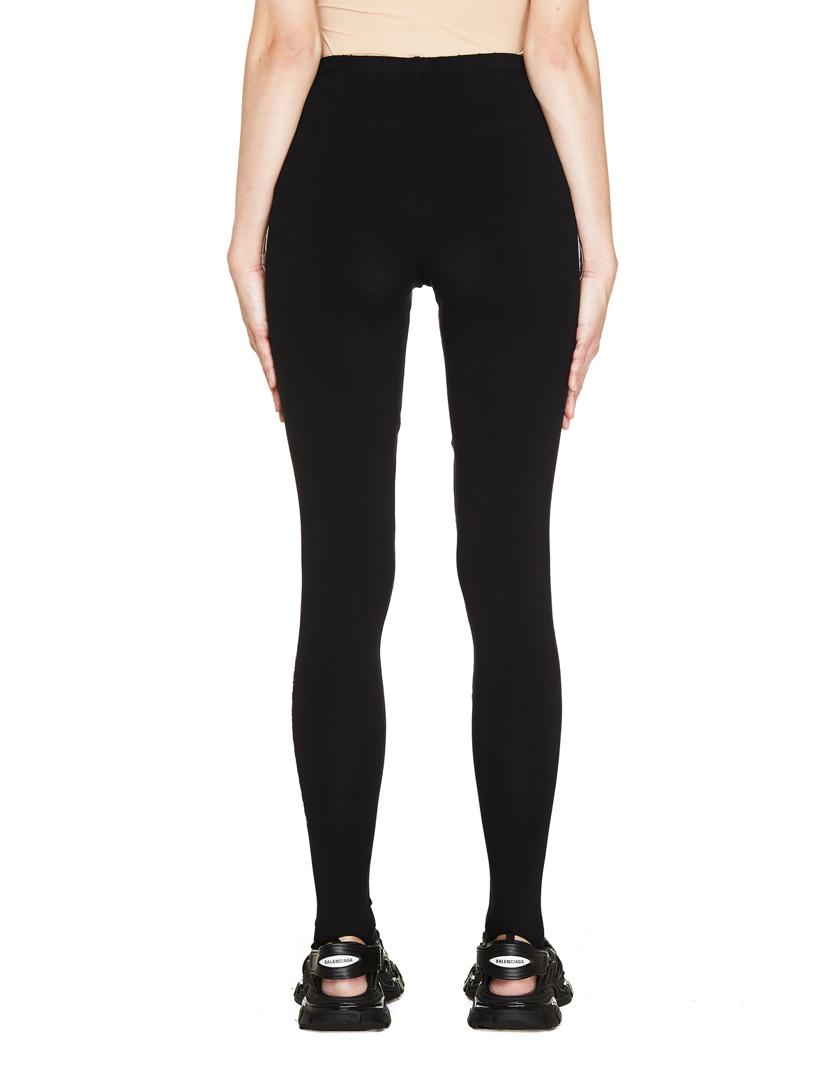 【送料&関税込】Balenciaga Black Stretch Terry Fabric Leggin BALENCIAGA Logo-printed stretch-jersey leggings | NET-A-PORTER