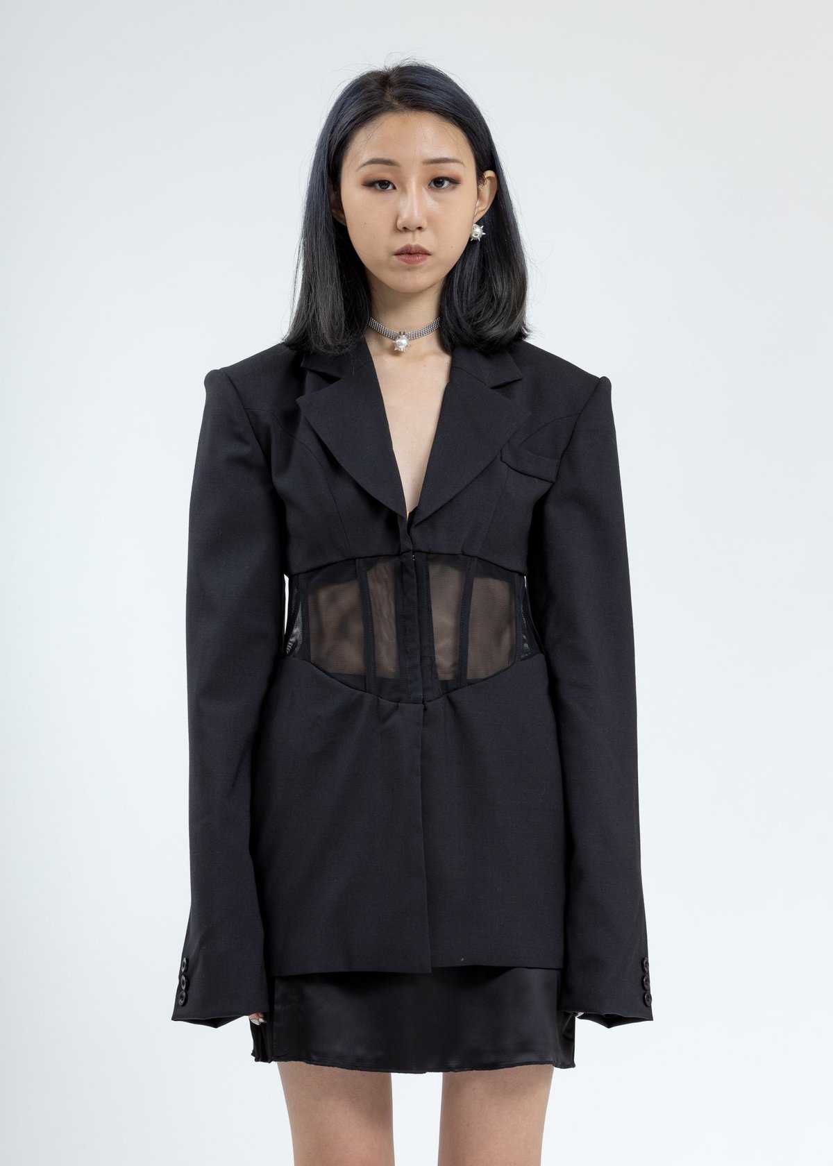 panel mesh dress Sheer Panel Mini Dress with gloves NYX M/L / Black