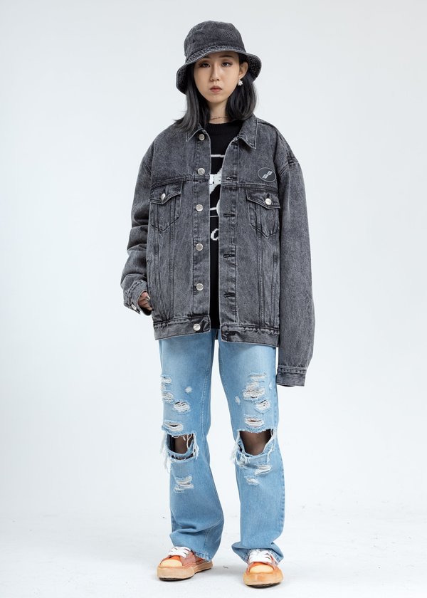 we11done Oversized Denim Jacket - Black | Garmentory