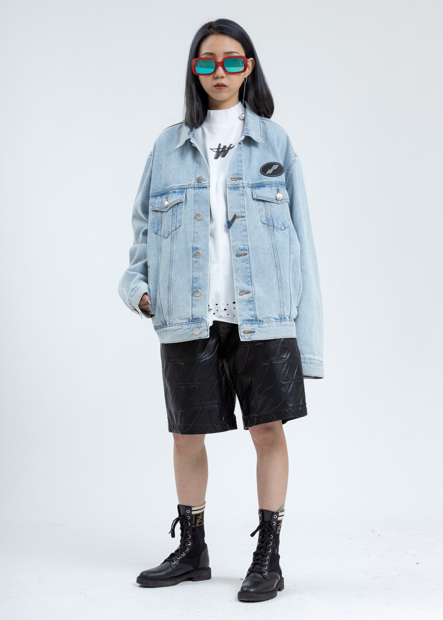 blue oversized denim jacket