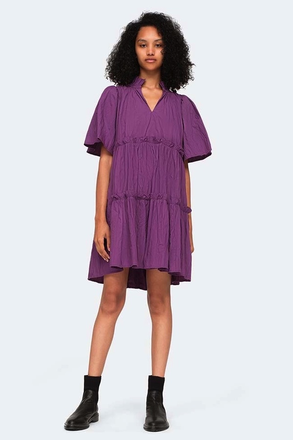 sea new york purple dress $395 Sea New York Women's Purple Smocked Crewneck A-Line Dress Size XXS