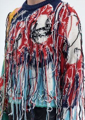 Charles Jeffrey Loverboy Artwork Sweater with Fringe Tassels - Multicolor Charles Jeffrey Loverboy Artwork Sweater with Fringe Tassels - Multicolor