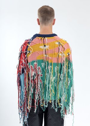 Charles Jeffrey Loverboy Artwork Sweater with Fringe Tassels - Multicolor Charles Jeffrey Loverboy Artwork Sweater with Fringe Tassels - Multicolor
