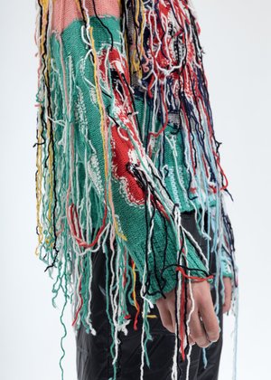 Charles Jeffrey Loverboy Artwork Sweater with Fringe Tassels - Multicolor Charles Jeffrey Loverboy Artwork Sweater with Fringe Tassels - Multicolor