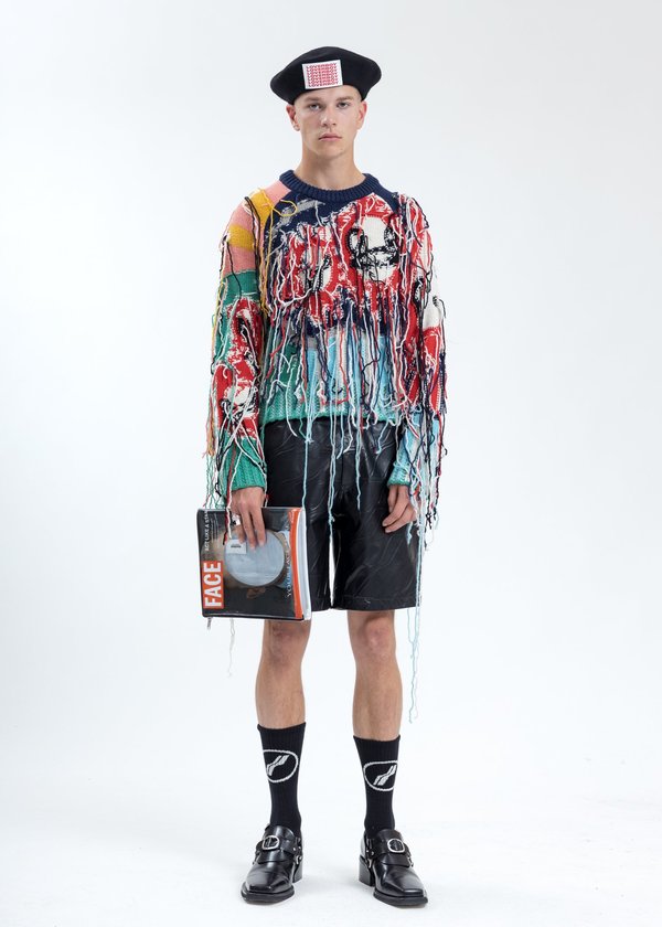 Charles Jeffrey Loverboy Artwork Sweater with Fringe Tassels - Multicolor Charles Jeffrey Loverboy Artwork Sweater with Fringe Tassels - Multicolor