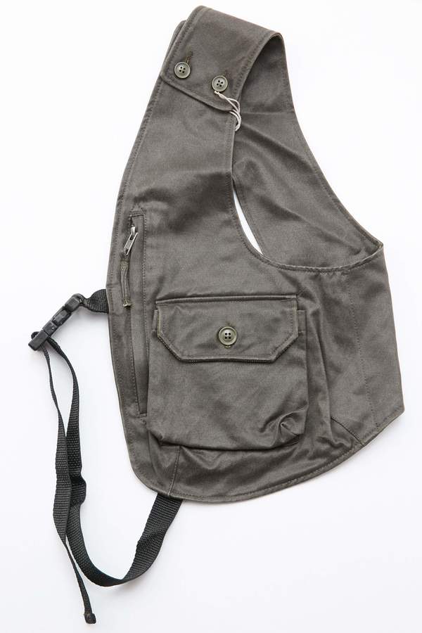Engineered Garments Coated Twill Shoulder Vest - Dark Olive