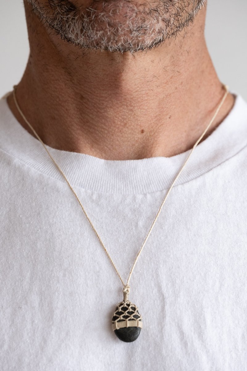 TIM WHITTEN STONE AND LINEN PENDANT No Garmentory