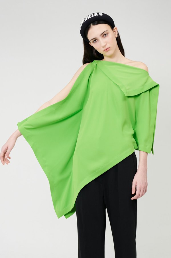 MM6 Maison Margiela Asymmetric Drape Top - Green | Garmentory