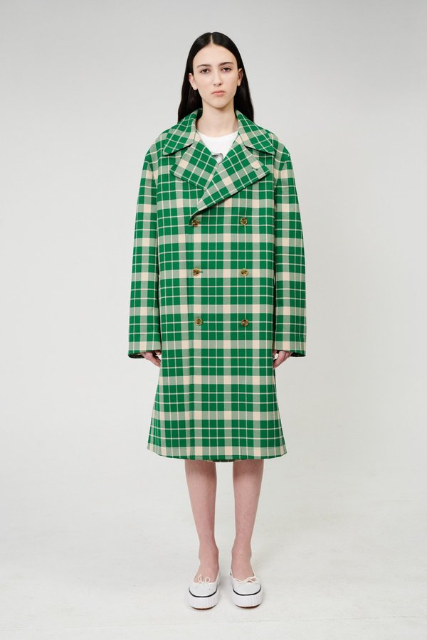 MM6 Maison Margiela グリーン　チェックコート　36 Green Check Boxy Top by MM6 Maison Margiela | Rent the Runway