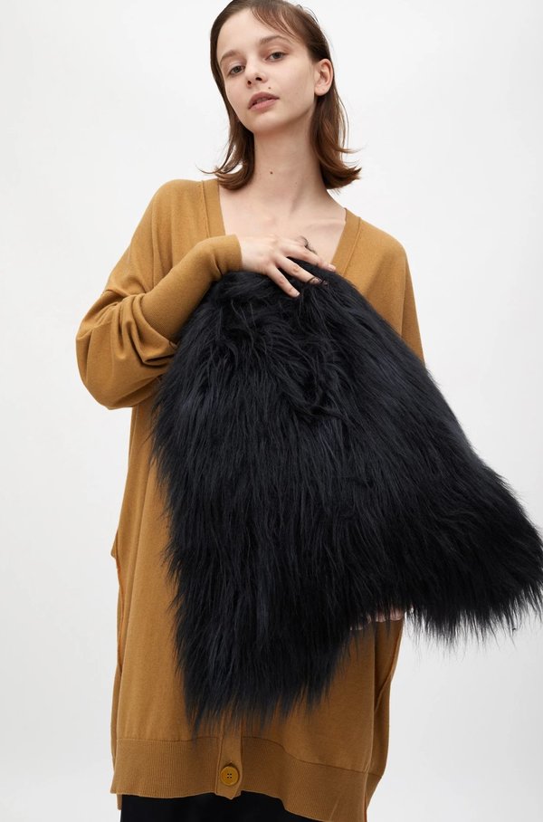 MM6 Maison Margiela Fur Look Tote Bag - Black | Garmentory