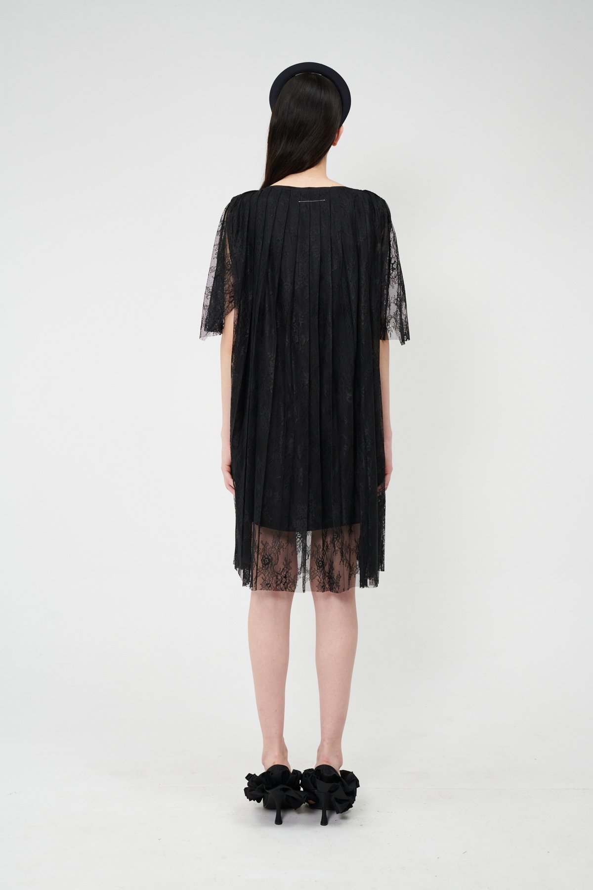 MM6 Maison Margiela PLEATED LACE DRESS - BLACK | Garmentory